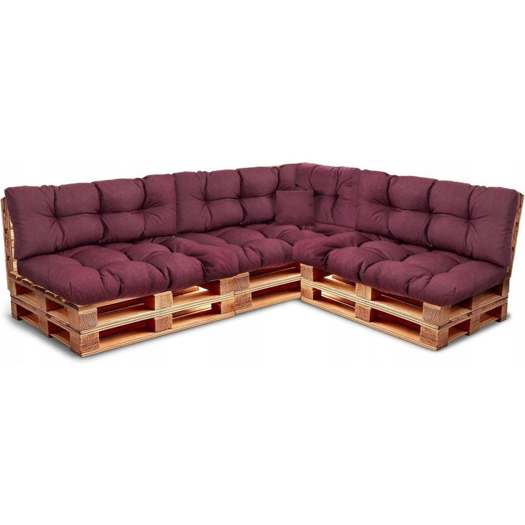 wool home palettenkissen set fuer gartenmoebel 8-teilig gesteppt mit polsterschaumfuellung fuer lounge palettensofa terrasse balkon und garten violett