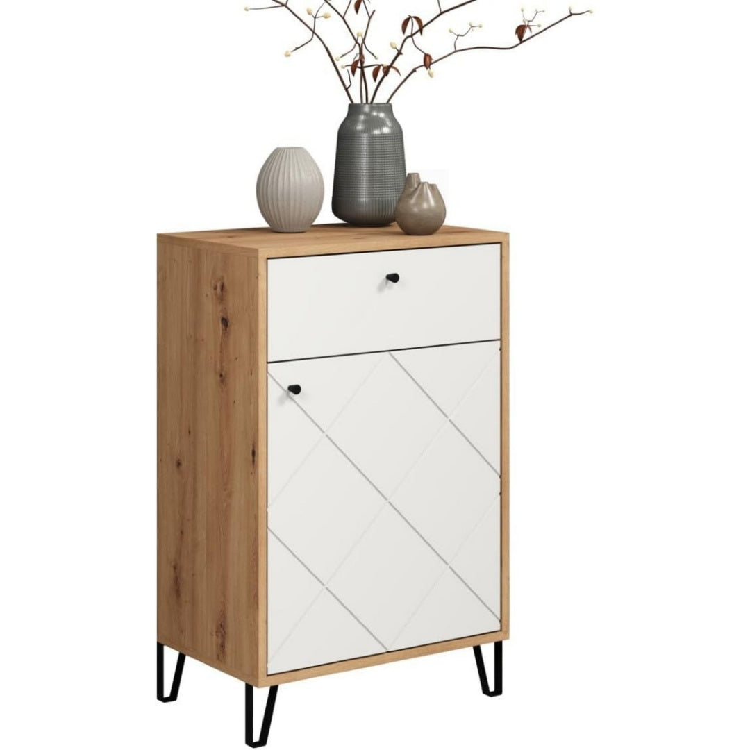 kommode grafico artisan eiche weiss matt b 63 x h 96 cm