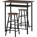 homcom bartisch set mit 2 barhockern mit lagerregal fuer esszimmer schwarz bartisch essgruppe kuechentisch esstisch fuer kueche