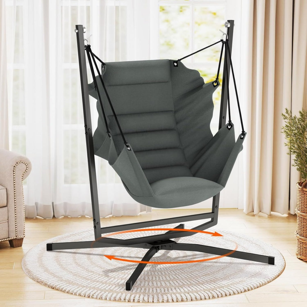 haengestuhl 360 drehung haengesessel mit gestell outdoor indoor bequemer haengeschaukel haengesitz tragkraft 180 kg ideal fuer schlafzimmer terrasse veranda balkon garten und balkon