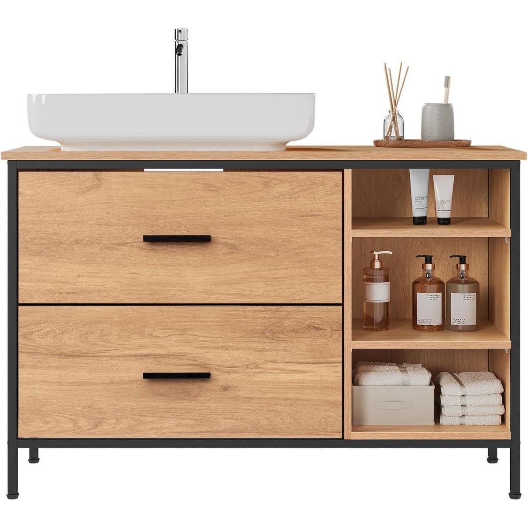 eugad waschbeckenunterschrank mit schubladen offenen faechern 30x90x60 cm badezimmerschrank mit fuessen unterschrank waschbecken badschrank mit schubladen tuer badunterschrank