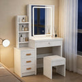 bpmio schminktisch weiss kosmetiktisch mit spiegel hocker frisierkommode mit led-beleuchtung set frisiertisch mit 4 schubladen schlafzimmermoebel vanity set 135 80 36cm