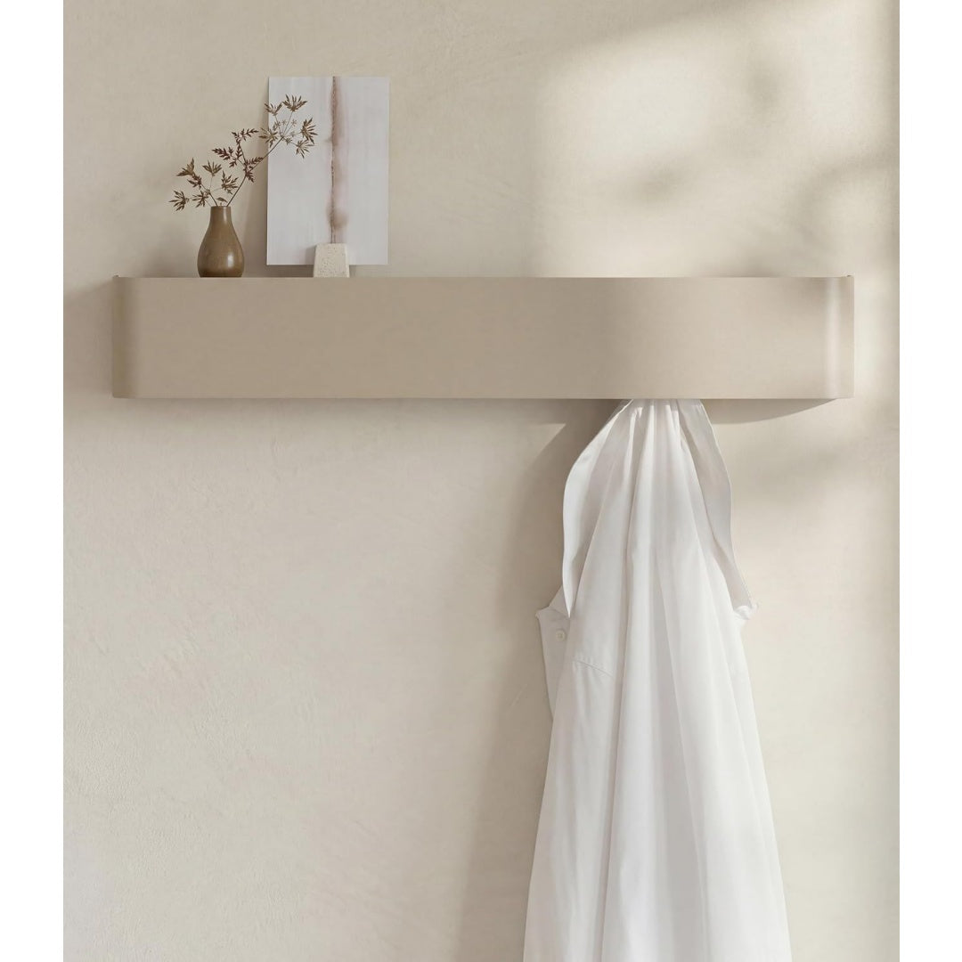 kazai wandgarderobe tone moderne garderobe mit versteckten jackenhaken und ablage design flur-garderobenleiste aus metall hakenleiste wand-montage taupe-sand