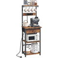 mahancris kuechenregal mit steckdosen baeckerregal standregal 34 x 48 x 139 cm backregal mit schubladen mikrowellenregal 4 s-haken fuer kueche wohnzimmer esszimmer braun und schwarz abrhr48ue01