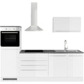 84-131-13 jazz kuechenblock kuechenzeile weiss hochglanz ohne geraete ca 260 x 200 x 60 cm kueche ohne elektrogeraete moderne kuechenzeile kuechenblock umbauschrank fuer backofen arbeitsplatte steingrau griffleisten