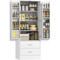 homcom kuechenschrank buffetschrank mit 2 tueren 60 x 40 x 159 cm weiss 8 tuerregalen 2 schubladen verstellbaren einlegeboeden hochschrank moderner vorratsschrank fuer wohnzimmer