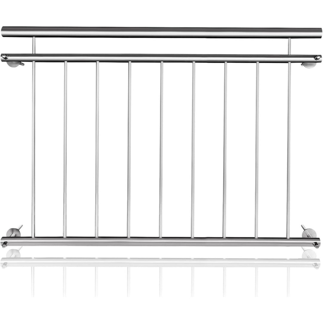 aufun franzoesischer balkon edelstahl gelaender mit 7 fuellstaeben 128x90cm modernes sicherheitsgelaender fuer fenster und aussenbereiche wetterbestaendige konstruktion einfache wandmontage